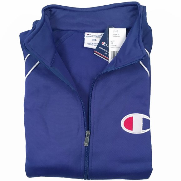 NEW! Champion Tricot Track Jacket!  3XB  Royal Blue With White Details - Picture 2 of 3
